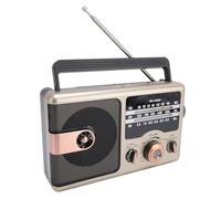 VBESTLIFE Portable Retro Radio AM FM SW, Transistor Shortwave Radio Rechargeable, Support Memory Card AUX USB, Bluetooth Speaker for Home, Outdoor (Gold)