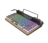 VBESTLIFE Retro Typewriter Wireless Mechanical Gaming Keyboard with Bluetooth 5.0, 84 Keys, Blue Switches, Punk Round Keycap, RGB Backlight, Wrist Rest