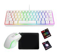 VBESTLIFE RGB Gaming Keyboard and Mouse Combo with Mouse Pad, Wired Mechanical Keyboard with Backlit Ergonomic Design for PC Gaming and Work (White Set)