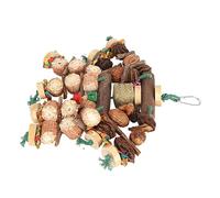 VBESTLIFE Safe Large Hanging Biting Toys Durable Edible Coloring Toys for Physically and Mentally Engaging Birds, Corn Cobs Logs Nuts Material