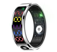 VBESTLIFE Smart Ring, Stainless Steel Fitness Tracker with Color Screen for Multi Sport Modes, Control, Step Count, Time Display, APP Connection (#11)