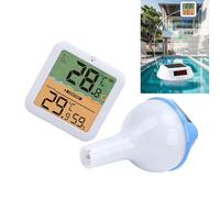 VBESTLIFE Solar Digital Pool Thermomete, Floating Wireless Water Thermometer with RGB Light and Clear Display, for Pool Temperature Humidity Monitoring, (Blue)