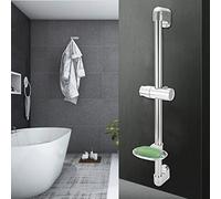 VBESTLIFE Stainless Steel Shower Head Holder Bracket with Soap Box, G1/2 Adjustable Handhold for Elderly Safety, 360° Rotating Wall Mount, Rust Proof Handrail Grab Bar