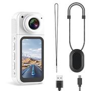 VBESTLIFE Thumb Sized Wearable Action Camera, 2.7K Ultra HD 180° Adjustable Lens with WiFi APP Control, for Pet Working Travel Sports Recording (White)