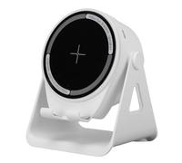VBESTLIFE Wireless Induction Speaker, Phone Stand with Bluetooth Speaker Amplifier, Stereo Sound, Dynamic LED Ambient Lighting, 360° Adjustable Phone Holder (White)