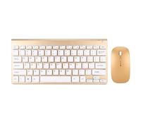 VBESTLIFE Wireless Keyboard and Mouse Combo, Portable Ultra Slim 2.4G Silent Compact Keyboard Mouse Set with LED Indicator for Home Office (Gold)
