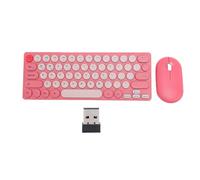 VBESTLIFE Wireless Keyboard Mouse Combo, 64Keys Retro Keycaps Keyboard with Wireless Mouse for Computer PC Desktop Laptop (Red)