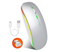 VBESTLIFE Wireless Mouse Rechargeable with Colorful Light 2.4 GHz Office Three-speed DPI 1600DPI Mice for Windows/XP/Vista/Linux(Sliver)