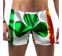 VBFOFBV Men's Square Leg Swimming Jammer Shorts, Men Swimsuit Swim Jammers, Irish Flag Pattern and Clover