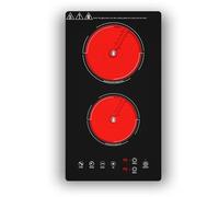 VBGK 2 ring electric hob,220V 3000W 2 zone ceramic hob with LED touch Control,9 Power Levels, Kids Lock & 4H Timer,Overheat Protection stove,24 Inch 2 burner ceramic hob