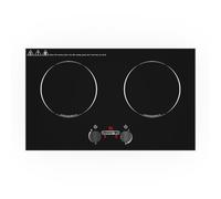 VBGK Double Induction Hob,220V 3600W 2 Ring Induction Hob with Knob Control,9 Power Levels, Kids Lock & Timer,LED Touch Control,Overheat Protection