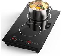 VBGK Double Induction Hob, 3000W Portable Induction Hob, Built-in Induction Cooker with LED Touch Display, 9 Power Level, 120 Mins Timer & Safety Lock, 220~240V, Black