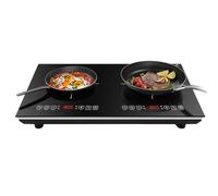 VBGK Double Induction Hob 3600W, Plug in Induction Hob 2 Ring, Hot Plate with Touch Sensor, 10 Power Levels, Safety Lock & 3-Hour Timer, 220~240V, Black