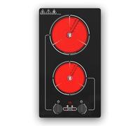 VBGK Electric Hob with Plug, 220V 3000W Ceramic Hob, 9 Power Levels, Kids Lock & Timer, Hot Surface Indicator, Overheat Protection, Knob and Touch Control 2 Ring Electric Hob