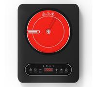VBGK Portable Ceramic Hob, 2000W Portable Electric Hob, Electric Ceramic Hob, Single Cooking Zone with LED Display, 4-Hours Timer, Safety Lock, Residual Heat Indicator