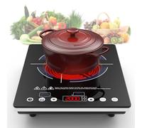 VBGK Portable Ceramic Hob 2000W, Pulg in Electric Ceramic Hob, Single Electric Hob with 4-Hour Timer, 10 Power Levels, Safety Lock & Sensor Touch, Residual heat Remind, 220V-240V