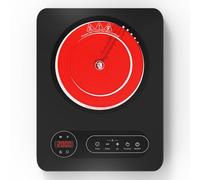 VBGK Portable Ceramic Hob, 2000W Pulg in Single Electric Hob, Portable Electric Hob with Digital LED Touch Controls, 10 Power Levels, 4-Hour Timer, Child Safety Lock, Black