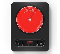 VBGK Portable Ceramic Hob for All Cookware, Pulg in Electric Hob, Electric Cooker Hob with Black Crystal Panel Body, 240 Mins Timer, Child Safety Lock, 10 Heat Settings 176-518°F