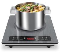 VBGK Portable Induction Hob, 1800W Single Induction Hob with LED Touch Display, 10 Power & Temperature Settings, 3-Hour Timer, Safety Child Lock