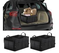 VBGURR 2Pcs Car Boot Organiser, Waterproof Multi Compartments Boot Organiser, Foldable Car Accessories Suitable for All Vehicles (2Pcs)