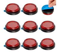 VBGURR 8Pcs Round Motorcycle Reflectors,25mm Self Adhesive Red Reflectors for Gate Posts,Reflective Trailer Reflectors,Number Plate Reflector Motorbike,for Motorcycles/Bicycles/Trailers & Gates (Red)