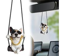 VBGURR Car Decorations Swing Dog, Cute Car Hanging Accessories Rear View Mirror Accessories Ornaments for Car Hanging Ornament (White)