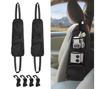 VBGURR Car Organizer Breather Car Seat Organiser Bag, Car Storage Car Seat Side Storage Bag with Hooks, Car Organizers Hanging Bag Pockets(Black)