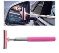 VBGURR Car Rearview Mirror Wiper, 8cm Universal Brush Head-98cm Telescopic Auto Mirror Squeegee, Water Cleaner with Telescopic Long Rod，Car Window Squeegee Automotive Accessories (Pink)