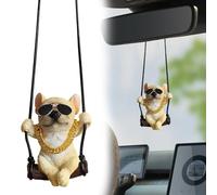 VBGURR Cute Car Hanging Accessories Swing Dog, Rear View Mirror Ornament (Yellow)