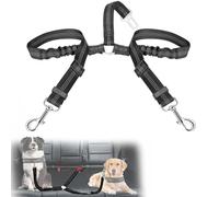 VBGURR Dog Seat Belts for Cars, Double Dog Car Seat Belt, Adjustable Elastic Dog Seat Belt for Travel Daily Use(Black)