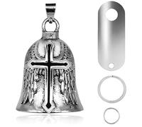 VBGURR Guardian Bell for Motorbikes, Guardian Angel Bell Hanger Motorbike Bells with Keychain Ring Motorcycle Accessories for Women Man (Black Angel)