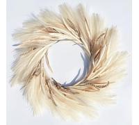 Vbhksf Pampas Grass Wreath, 27 inch Faux Pampas Wreath/Fall Wreath，Boho Wreath，Front Door Wreaths for All Seasons，for Farmhouse Decor, Boho Wall Decor