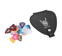 VBLKUYDPR Guitar Pick Bag, Large Capacity Guitar Picks Holder Case with 22 Slots, Scratch PU Leather Pick Storage Bag with Secure Button Closure for Guitarists On The Go (with 22pcs Picks)