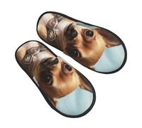 VBNTY Brown Chihuahua Angel Wings Women's Slippers Fuzzy Slip-on Slippers Non-slip House Slippers Warm Cozy Bedroom Shoes M