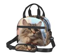 VBNTY Insulated Lunch Bag for Women Men Cat Secretary Lunch Box Leakproof Reusable Lunchbox Adult Lunch Tote Bag with Adjustable Shoulder Strap Lunch Cooler Bag for Work Travel Picnic