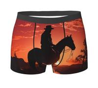 VBNTY Men's Underwear Cowboy West Boxer Briefs Breathable Stretch Mens Boxer Moisture-Wicking Trunks for Men M Black