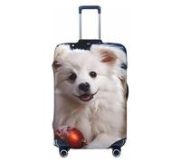VBNTY Merry Christmas White Snow Dog Travel Luggage Cover Elastic Washable Suitcase Cover Protector Fashion Stretch Baggage Covers Dustproof Suitcase Sleeve Fits 18-32 inch Luggage S