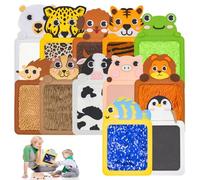VBNZBK 12Pcs Animal Sensory Mats, Tactile Cards for Sensory Wall
