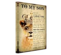 vbojhre Inspirational Quotes Son Lion Animals Artwork for Bathroom Bedroom Wall Art Wild Animal Canvas Painting Print Parent Love Kids Boy Room Wall Decor 12x16in Framed Antique Picture