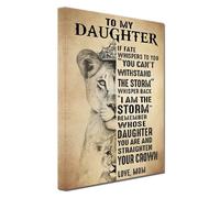 vbojhre Lioness Cub Animals Parchment Style Retro Artwork Canvas Wall Art Inspirational Quotes Daughter Brown Picture for Girl Bedroom Kids Room Wall Decor Framed 12x16in
