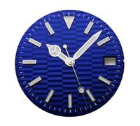 VBPCEFZTLK 28.5mm luminous black gray blue green gold sterile watch dial hands fit nh35 movement Watch Face(Silver blue)