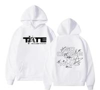 VBPOIYB Men's and women's long sleeve hooded sweatshirt T-a-t-e singer M-c-R-a-e album hoodie wool vintage oversized sweater (White,S)