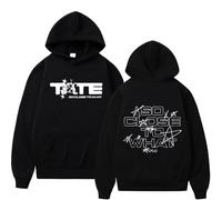 VBPOIYB Men's and women's long sleeve hooded sweatshirt T-a-t-e singer M-c-R-a-e album hoodie wool vintage oversized sweater (Black,L)