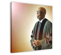 VBQHIR African-American Pastor Gazes upon The Light Canvas Poster Wall Art Print Picture Paintings 28x28inch(70x70cm)