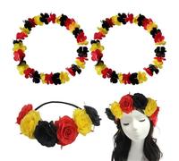 VBRHFRIF 1 Headband, 2 Garlands, German Fan Set, Multicolored Flower Headband, Tri-Color Matching Garland, 3 Pieces, 1 Count, Polyester, Hair Styling, Girls, Boys (Child), Kids