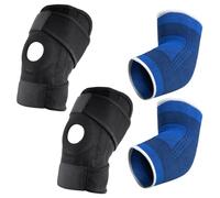 VBRHFRIF 1 Pair Of Knee Straps, 1 Pair Of Elbow Pads, Men'S Running Knee Pads Set, Knee Support Protective Gear, Adjustable Knee Pads