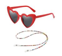 VBRHFRIF 1 Pair Of Peach Heart Sunglasses, 1 Color Glasses Chain Rope, Women'S Heart-Shaped Sunglasses, Outdoor Sunglasses, Women'S Glasses