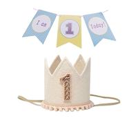 VBRHFRIF 1 Piece 1St Birthday Crown And 1 Piece Blue Flag, Photo Props, Decorative Banners, Party Banners, Party Supplies, Party Scene Decorations, Party Decorations