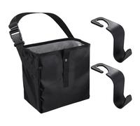 VBRHFRIF 1 Piece Car Garbage Bag And 2 Pieces Car Hooks, Multifunctional Car Garbage Bag, Portable Car Trash Can, Foldable Trash Can, Car Essentials, Car Storage Bag