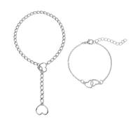 VBRHFRIF 1 Piece Of Lariat Slide Chain, 1 Piece Of Heart-Shaped Bracelet, Punk Style Necklace, Heart Necklace, Retro Ring Chain, Long Y Lariat Necklace, Adjustable Choker, Hip-Hop Accessories